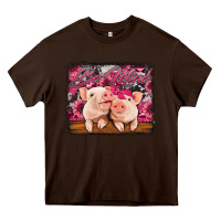 Chocolate Brown be mine valentine's day pigs Heavy Core Tee - Jasminsmagicworld