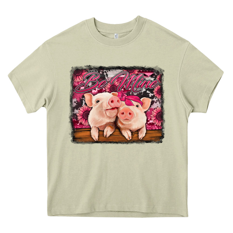 Be Mine Valentine's Day Pigs Heavy Core Tee by Jasminsmagicworld | Teevron