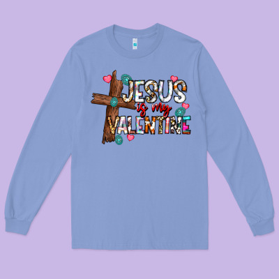 Jesus Is My Valentine Long Sleeve Tee Designed By Cowhidedigitalart