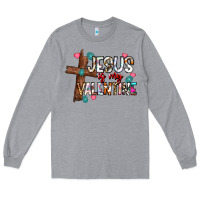 Heather Grey jesus is my valentine Long Sleeve Tee - CowhideDigitalArt