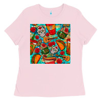 Bubblegum Pink hispanic heritage month coffee cups and taco with glitter and leopard  Ladies Tee - BundleAndBundleShop
