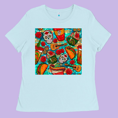 Hispanic Heritage Month Coffee Cups And Taco With Glitter And Leopard  Ladies Tee Designed By Bundleandbundleshop