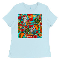 Baby Blue hispanic heritage month coffee cups and taco with glitter and leopard  Ladies Tee - BundleAndBundleShop