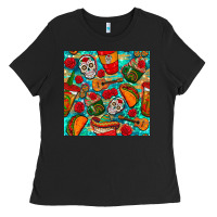Black hispanic heritage month coffee cups and taco with glitter and leopard  Ladies Tee - BundleAndBundleShop