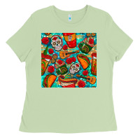 Matcha hispanic heritage month coffee cups and taco with glitter and leopard  Ladies Tee - BundleAndBundleShop