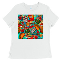 White hispanic heritage month coffee cups and taco with glitter and leopard  Ladies Tee - BundleAndBundleShop