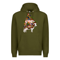 Army Green stacked christmas farm animals Premium Hoodie - Artiststas