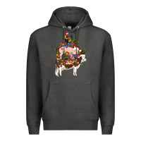 Charcoal Heather stacked christmas farm animals Premium Hoodie - Artiststas