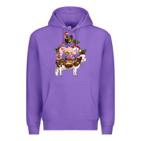 Purple stacked christmas farm animals Premium Hoodie - Artiststas
