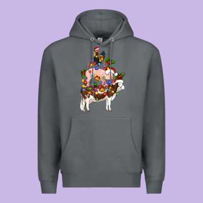 Stacked Christmas Farm Animals Premium Hoodie Designed By Artiststas