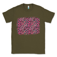 Army Green pink glitter leopard with heart background Classic Tee - OliviaCreatesArt