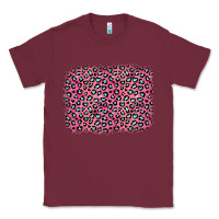 Burgundy pink glitter leopard with heart background Classic Tee - OliviaCreatesArt