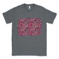 Charcoal Heather pink glitter leopard with heart background Classic Tee - OliviaCreatesArt