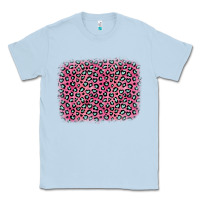 Dusty Blue pink glitter leopard with heart background Classic Tee - OliviaCreatesArt