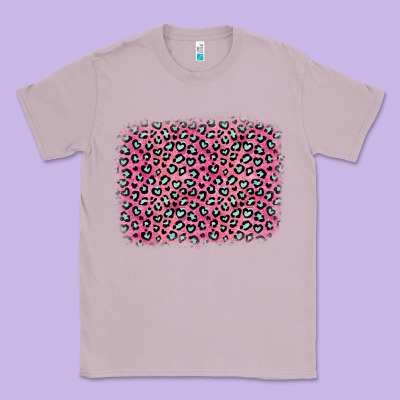 Pink Glitter Leopard With Heart Background Classic Tee Designed By Oliviacreatesart