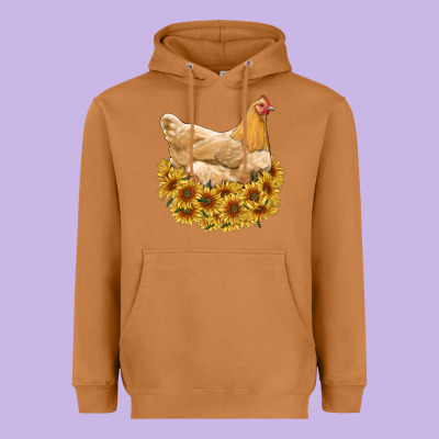 Chicken With Sunflowers Heavyweight Hoodie Designed By Ranaportraitstore