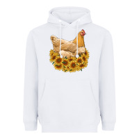 White chicken with sunflowers Heavyweight Hoodie - RanaPortraitStore