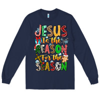 Navy jesus is the reason for the season Long Sleeve Tee - CowhideDigitalArt