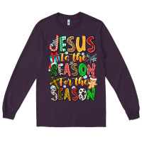Plum jesus is the reason for the season Long Sleeve Tee - CowhideDigitalArt