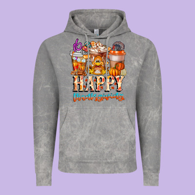 Happy Thanksgiving Vintage Hoodie Designed By Cowhidedigitalart