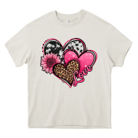 Cream valentines day western hearts and sunflower Heavy Core Tee - Jasminsmagicworld