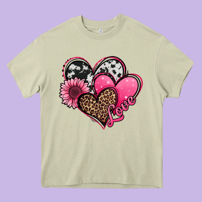 Valentines Day Western Hearts And Sunflower Heavy Core Tee Designed By Jasminsmagicworld