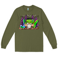 Army Green Joy Halloween Gnome Long Sleeve Tee - CowhideDigitalArt