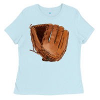 Baby Blue baseball glove Ladies Tee - FaDigitalArtStudio