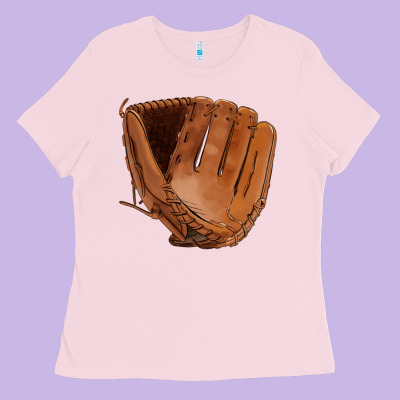 Baseball Glove Ladies Tee Designed By Fadigitalartstudio