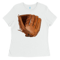 White baseball glove Ladies Tee - FaDigitalArtStudio
