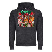 Vintage Black Happy Christmas Cow Vintage Hoodie - CowhideDigitalArt