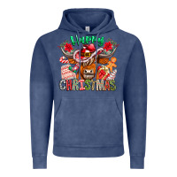 Vintage Denim Happy Christmas Cow Vintage Hoodie - CowhideDigitalArt