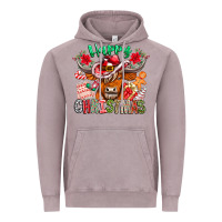 Vintage Zinc Happy Christmas Cow Vintage Hoodie - CowhideDigitalArt