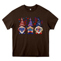 Chocolate Brown 4th Of July gnomies with stars Heavy Core Tee - HowdyJamesFarm