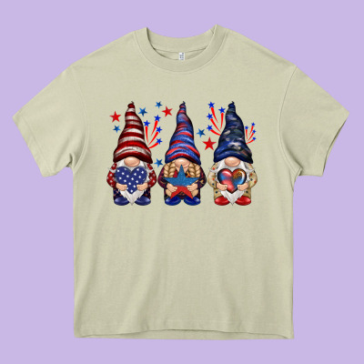 4th Of July Gnomies With Stars Heavy Core Tee Designed By Howdyjamesfarm