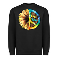 Black Hippie Soul with Sunflower and Leopard Background Heavyweight Sweatshirt - JahusDesignShop