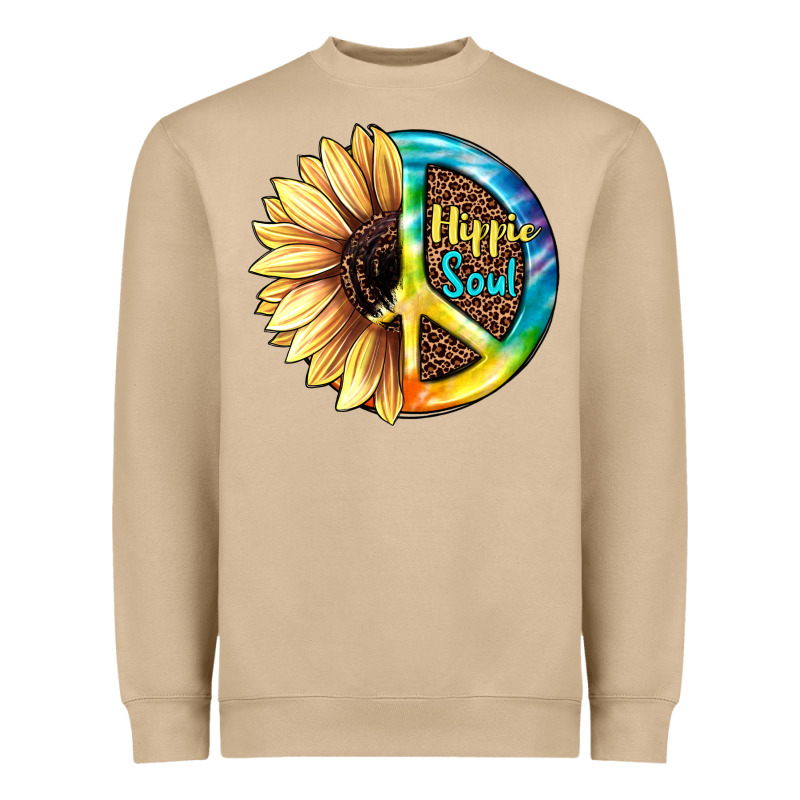 Hippie Soul With Sunflower And Leopard Background Heavyweight Sweatshirt by JahusDesignShop | Teevron