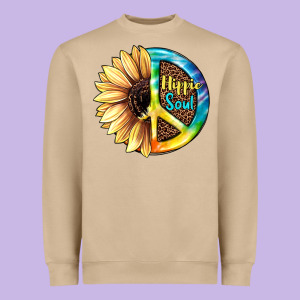 Hippie Soul With Sunflower And Leopard Background Heavyweight Sweatshirt Designed By Jahusdesignshop