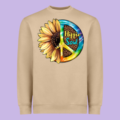 Hippie Soul With Sunflower And Leopard Background Heavyweight Sweatshirt Designed By Jahusdesignshop