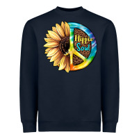 Navy Hippie Soul with Sunflower and Leopard Background Heavyweight Sweatshirt - JahusDesignShop
