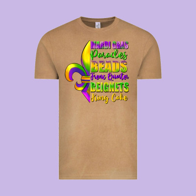 Mardi Gras Parades Beads French Quarter Beignets Vintage Tee Designed By Fadigitalartstudio