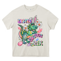 Cream Easter Saurus Rex Easter Day Heavy Core Tee - CowGirlArtShop