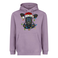 Lavender christmas baby black angus calf with lights Heavyweight Hoodie - RanaPortraitStore