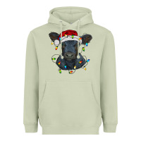 Matcha christmas baby black angus calf with lights Heavyweight Hoodie - RanaPortraitStore