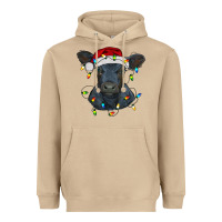 Mushroom christmas baby black angus calf with lights Heavyweight Hoodie - RanaPortraitStore