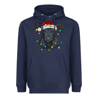 Navy christmas baby black angus calf with lights Heavyweight Hoodie - RanaPortraitStore