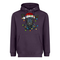 Plum christmas baby black angus calf with lights Heavyweight Hoodie - RanaPortraitStore