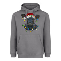 Storm christmas baby black angus calf with lights Heavyweight Hoodie - RanaPortraitStore