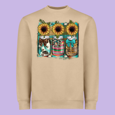 Mason Jar, Sunflower Heavyweight Sweatshirt Designed By Jahusdesignshop