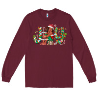 Burgundy Joy Girl Black Long Sleeve Tee - CowhideDigitalArt